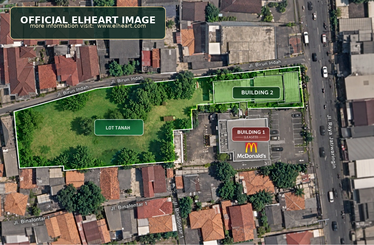 Updated Lobunta Avenue Jatiwaringin plan showing the land, Building 2 and Building 1 (McDonald's) marked leased